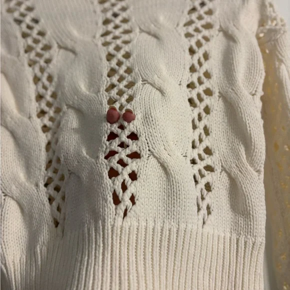 EXPRESS Ivory Cable Knit Sweater - Picture 3 of 4
